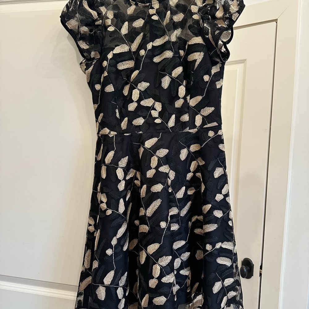 Shoshanna Black Fit and Flare Dress with Flutter Sleeves for Wedding Guest